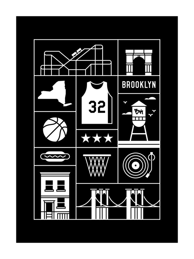 Brooklyn Basketball Art Print 18x24