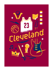 Cleveland Basketball Art Print 18x24