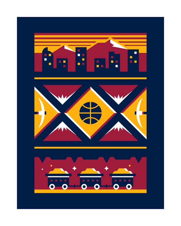 Denver Basketball Art Print 16x20