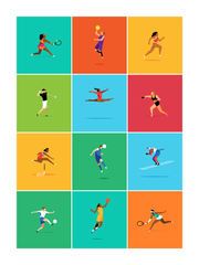 Female Athletes Art Print 18x24