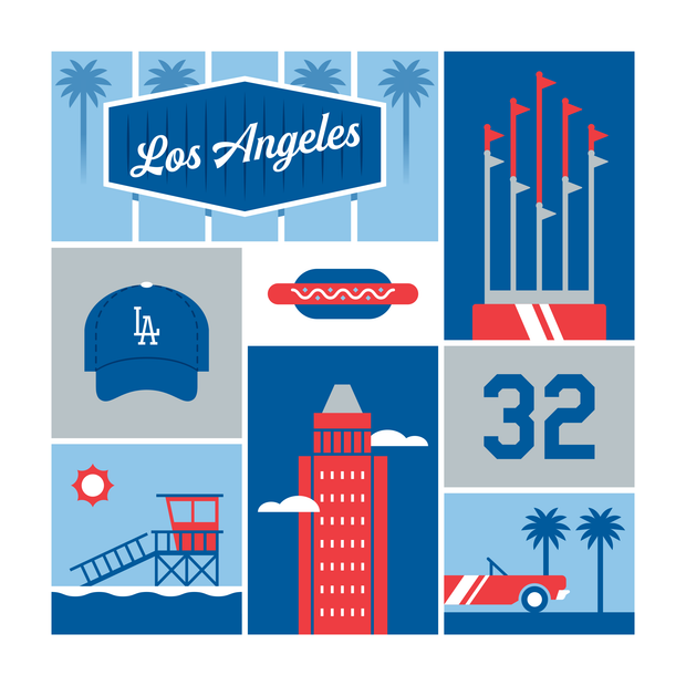 Los Angeles Baseball Art Print 20x20