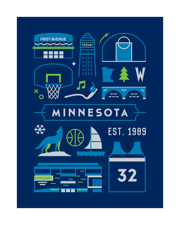 Minnesota Basketball Art Printl 16x20