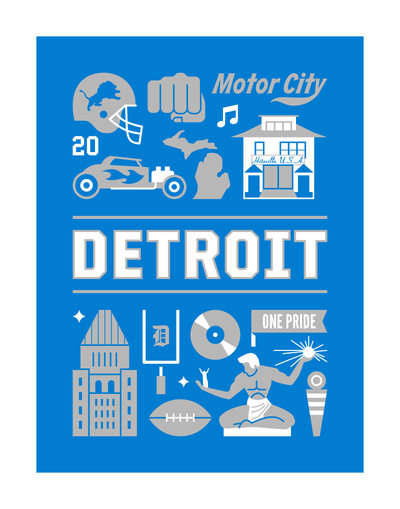 Detroit Football Art Print 11x14