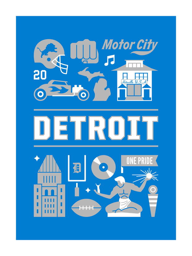 Detroit Football Art Print 18x24