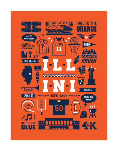 Illini Sports art print 11 x 14