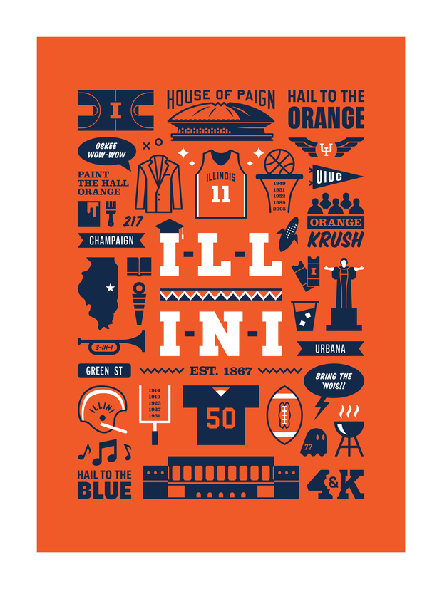 Illini Sports art print 18 x 24