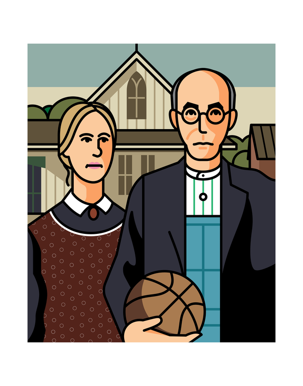 American Gothic with Basketball Art Print 11x14