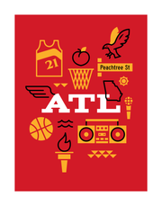 Atlanta Basketball Art Print 11x14