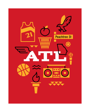Atlanta Basketball Art Print 16x20