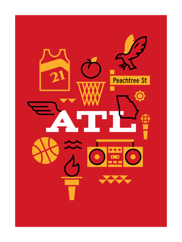 Atlanta Basketball Art Print 18x24