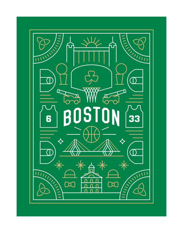 Boston Basketball Art Print 11x14