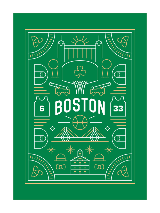 Boston Basketball Art Print 18x24