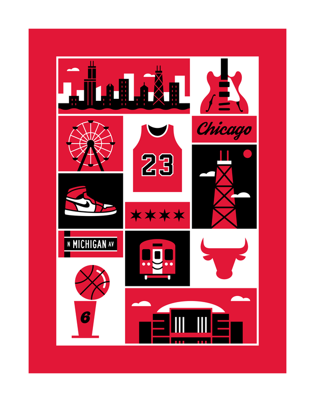Chicago Basketball Art Print 11x14