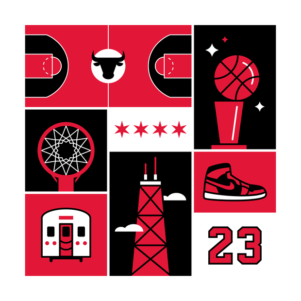 Chicago Basketball Art Print 12x12