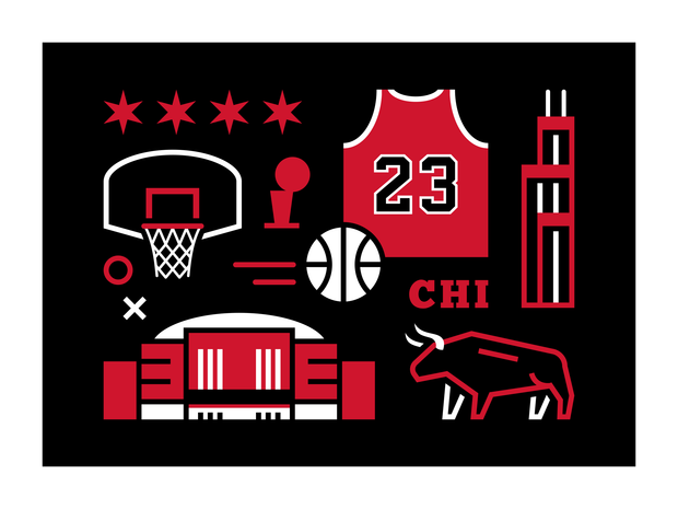 Chicago Basketball Art Print 18x24