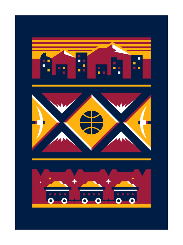 Denver Basketball Art Print 18x24