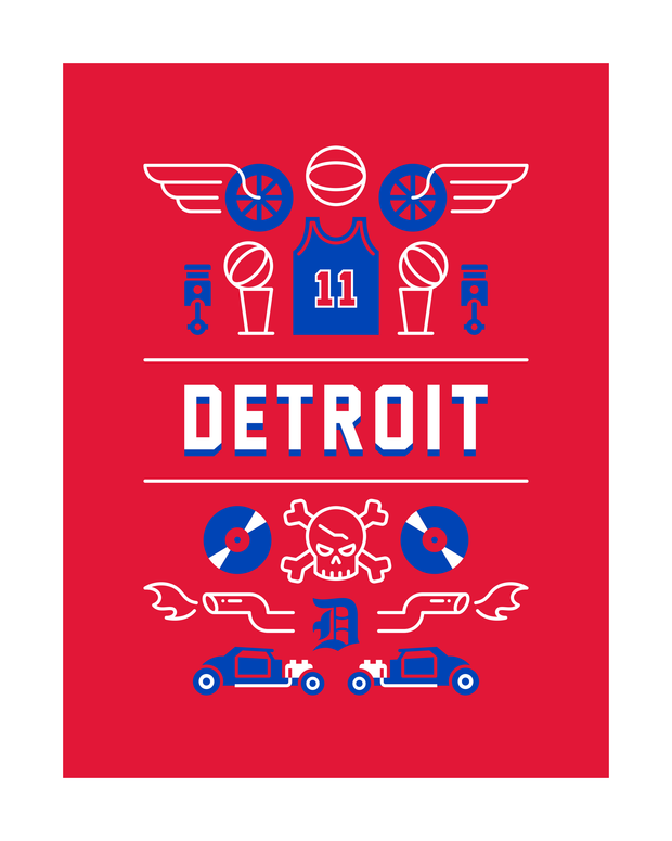 Detroit Basketball Art Print 16x20