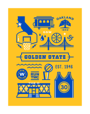 Golden State Basketball Art Print 11x14