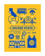 Golden State Basketball Art Print 16x20