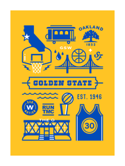 Golden State Basketball Art Print 18x24
