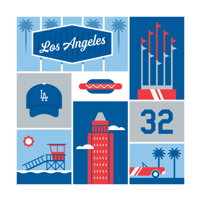 Los Angeles Baseball Art Print 12x12