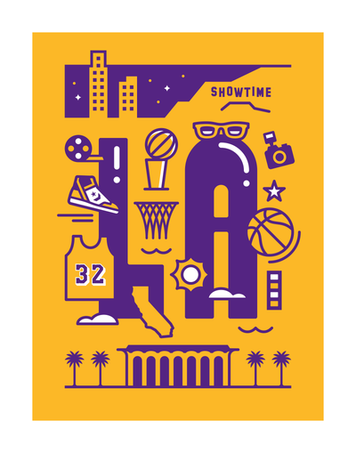Los Angeles Basketball Art Print 11x14