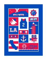 Los Angeles Basketball (Blue and Red Edition) Art Print 11x14
