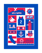 Los Angeles Basketball (Blue and Red Edition) Art Print 16x20