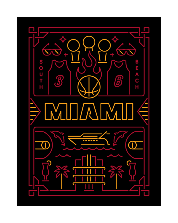 Miami Basketball Art Print 16x20