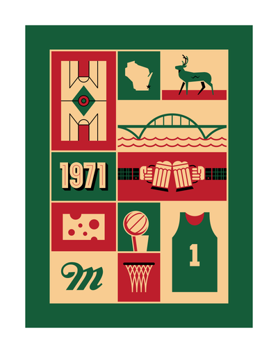 Milwaukee Basketball (Retro Edition) Art Print 11x14