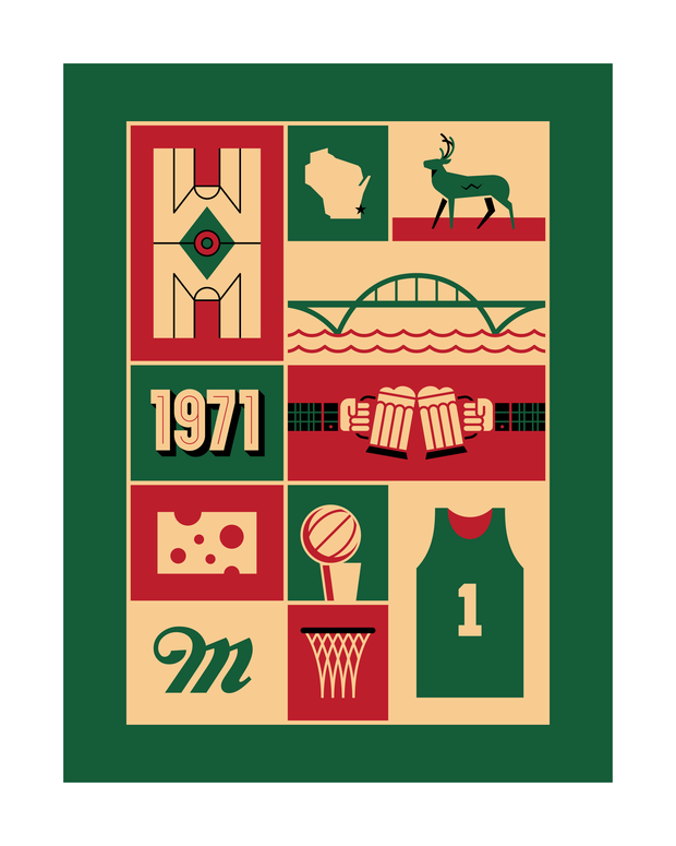 Milwaukee Basketball (Retro Edition) Art Print 16x20
