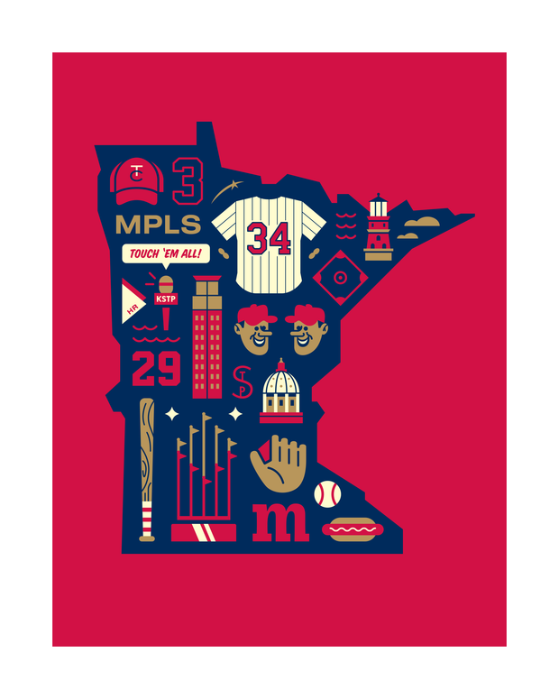 Minnesota Baseball Art Print 16x20