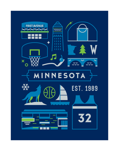 Minnesota Basketball Art Printl 11x14