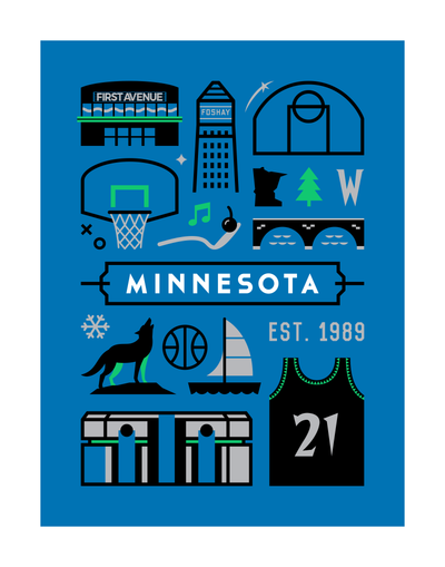 Minnesota Basketball (Retro Edition) Art Printl 11x14