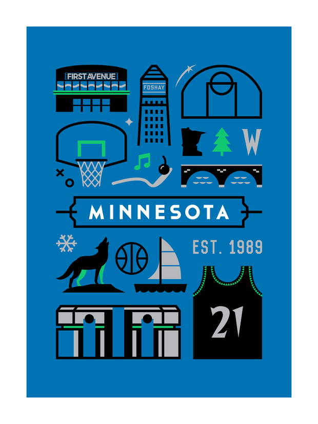 Minnesota Basketball (Retro Edition) Art Printl 18x24