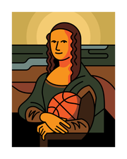 Mona Lisa with Basketball Art Print 16x20