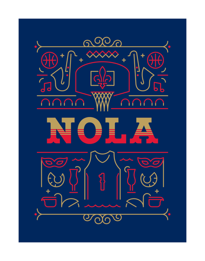 New Orleans Basketball Art Print 11x14