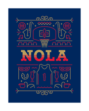 New Orleans Basketball Art Print 16x20