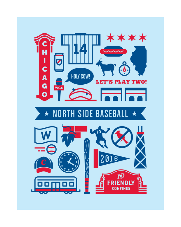 North Side Baseball Art Print 16x20