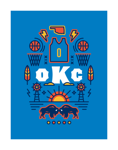Oklahoma City Basketball Art Print 11x14