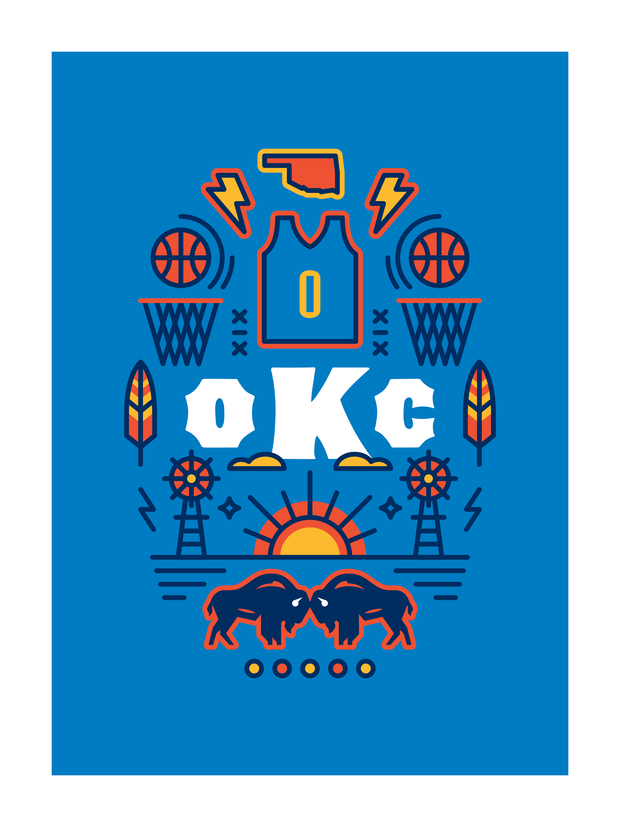 Oklahoma City Basketball Art Print 18x24