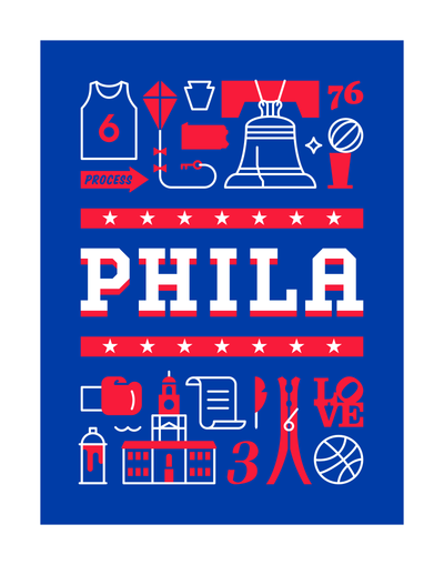 Philadelphia Basketball Art Print 11x14