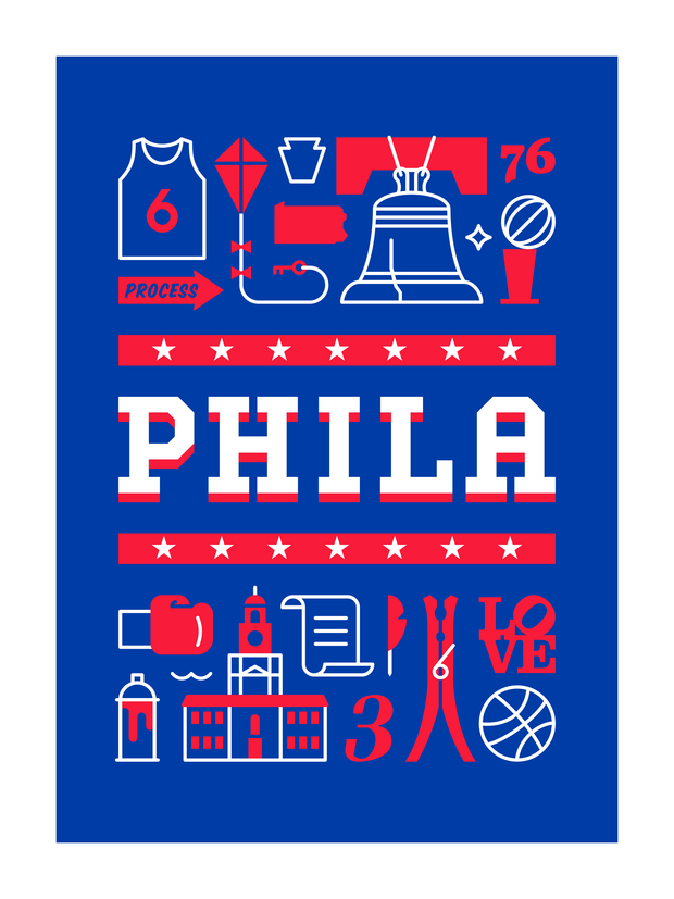 Philadelphia Basketball Art Print 18x24