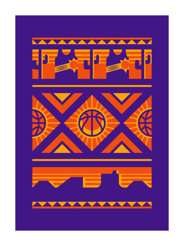Phoenix Basketball Art Print 18x24