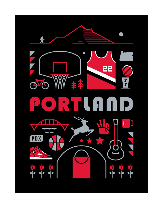 Portland Basketball Art Print 11x14