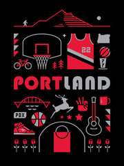 Portland Basketball Art Print (screen print) 18x24