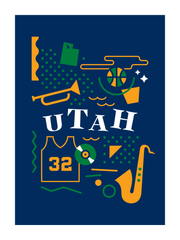 Utah Basketball Art Print 18x24