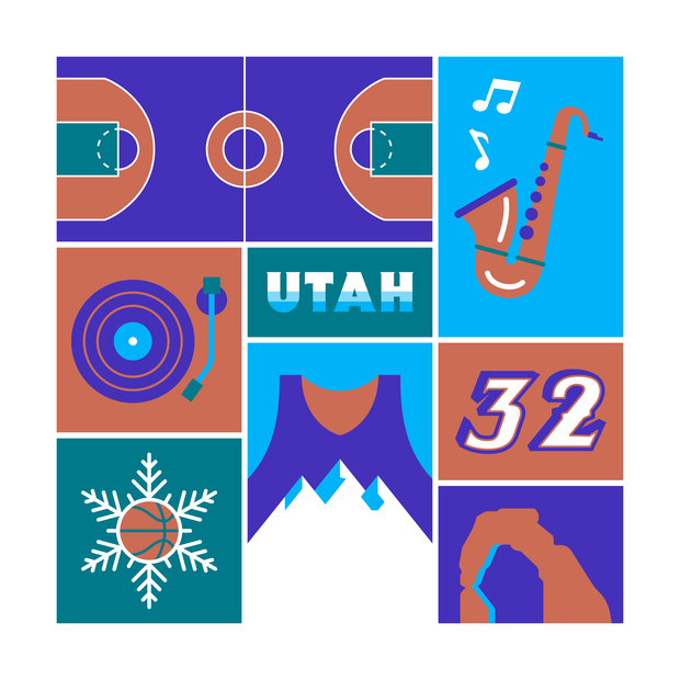 Utah Basketball (Mountains Edition) Art Print 12x12